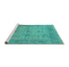 Sideview of Machine Washable Oriental Turquoise Industrial Area Rugs, wshurb1610turq
