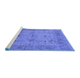 Sideview of Machine Washable Oriental Blue Industrial Rug, wshurb1610blu