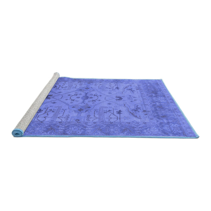 Sideview of Machine Washable Oriental Blue Industrial Rug, wshurb1610blu