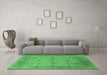 Machine Washable Oriental Emerald Green Industrial Area Rugs in a Living Room,, wshurb1610emgrn