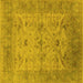 Square Machine Washable Oriental Yellow Industrial Rug, wshurb1610yw