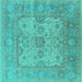 Square Oriental Turquoise Industrial Rug, urb1611turq