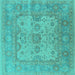 Square Machine Washable Oriental Turquoise Industrial Area Rugs, wshurb1611turq