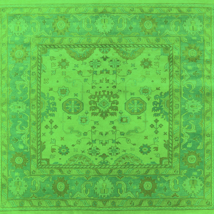 Square Machine Washable Oriental Green Industrial Area Rugs, wshurb1611grn