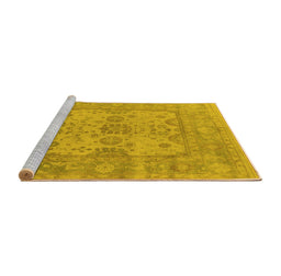 Sideview of Machine Washable Oriental Yellow Industrial Rug, wshurb1611yw