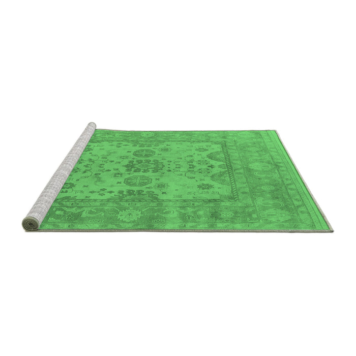 Sideview of Machine Washable Oriental Emerald Green Industrial Area Rugs, wshurb1611emgrn