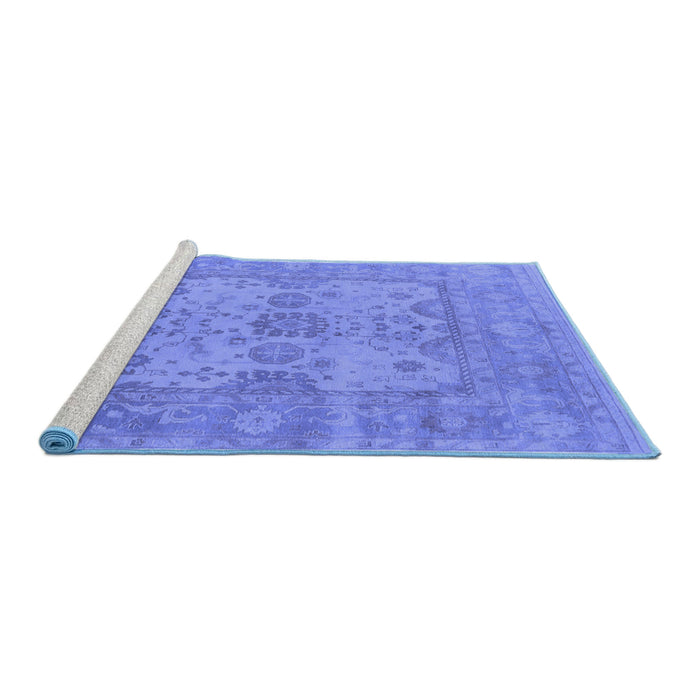 Sideview of Machine Washable Oriental Blue Industrial Rug, wshurb1611blu