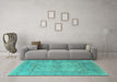 Machine Washable Oriental Turquoise Industrial Area Rugs in a Living Room,, wshurb1611turq