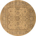 Round Oriental Brown Industrial Rug, urb1611brn