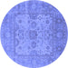 Round Oriental Blue Industrial Rug, urb1611blu