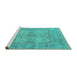Sideview of Machine Washable Oriental Turquoise Industrial Area Rugs, wshurb1611turq