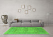 Machine Washable Oriental Green Industrial Area Rugs in a Living Room,, wshurb1611grn