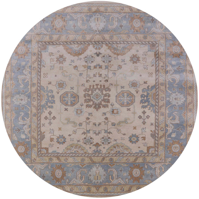 Round Mid-Century Modern Rose Purple Oriental Rug, urb1611