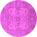 Round Machine Washable Oriental Pink Industrial Rug, wshurb1611pnk