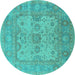 Round Oriental Turquoise Industrial Rug, urb1611turq