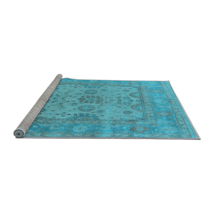 Sideview of Machine Washable Oriental Light Blue Industrial Rug, wshurb1611lblu