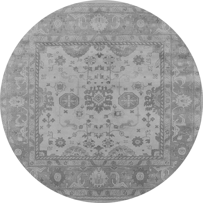 Round Machine Washable Oriental Gray Industrial Rug, wshurb1611gry