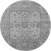 Round Machine Washable Oriental Gray Industrial Rug, wshurb1611gry