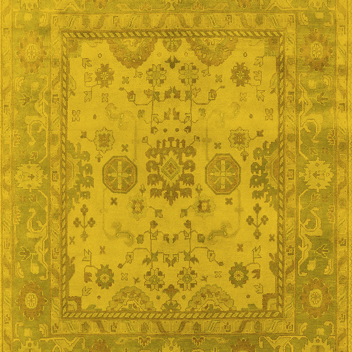 Machine Washable Oriental Yellow Industrial Rug, wshurb1611yw