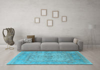 Machine Washable Oriental Light Blue Industrial Rug, wshurb1611lblu