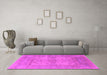 Machine Washable Oriental Pink Industrial Rug in a Living Room, wshurb1611pnk