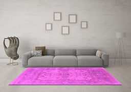 Machine Washable Oriental Pink Industrial Rug in a Living Room, wshurb1611pnk