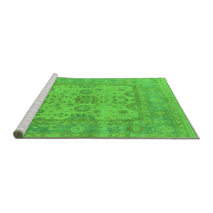 Sideview of Machine Washable Oriental Green Industrial Area Rugs, wshurb1611grn