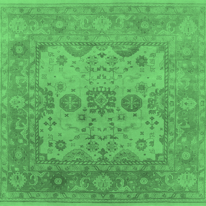Square Machine Washable Oriental Emerald Green Industrial Area Rugs, wshurb1612emgrn