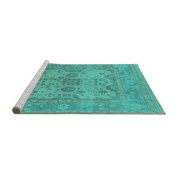Sideview of Machine Washable Oriental Turquoise Industrial Area Rugs, wshurb1612turq