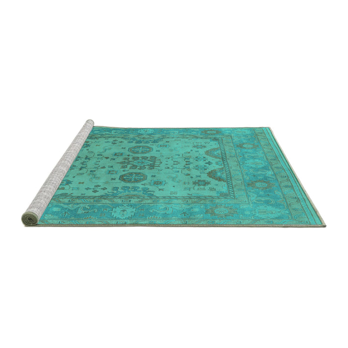 Sideview of Machine Washable Oriental Turquoise Industrial Area Rugs, wshurb1612turq