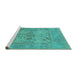 Sideview of Machine Washable Oriental Turquoise Industrial Area Rugs, wshurb1612turq