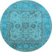 Round Oriental Light Blue Industrial Rug, urb1612lblu