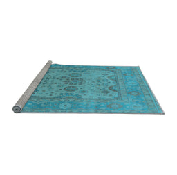 Sideview of Machine Washable Oriental Light Blue Industrial Rug, wshurb1612lblu