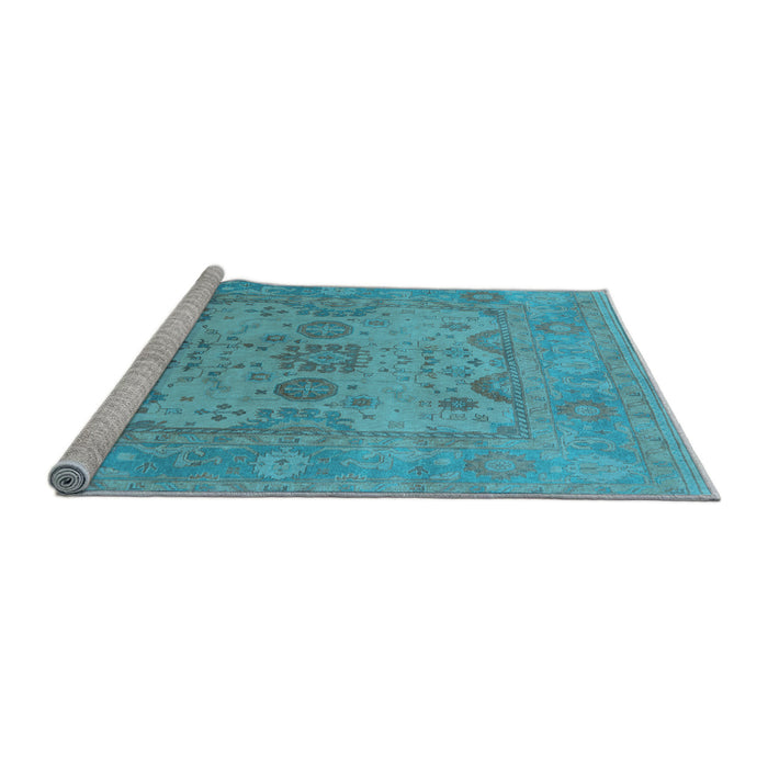 Sideview of Machine Washable Oriental Light Blue Industrial Rug, wshurb1612lblu
