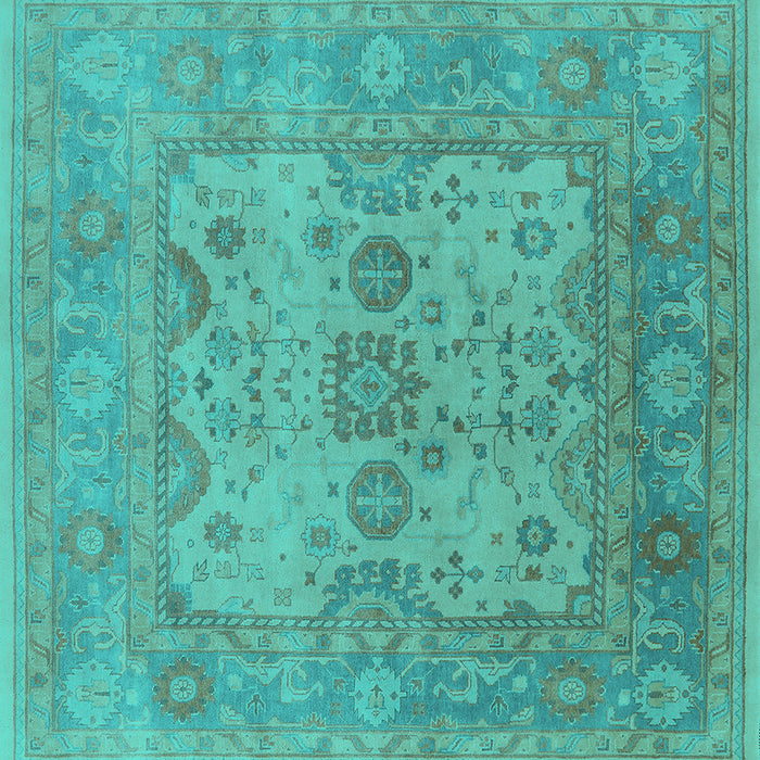 Square Oriental Turquoise Industrial Rug, urb1612turq