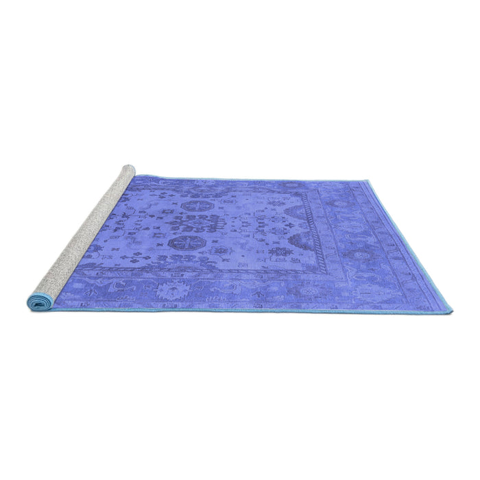 Sideview of Machine Washable Oriental Blue Industrial Rug, wshurb1612blu