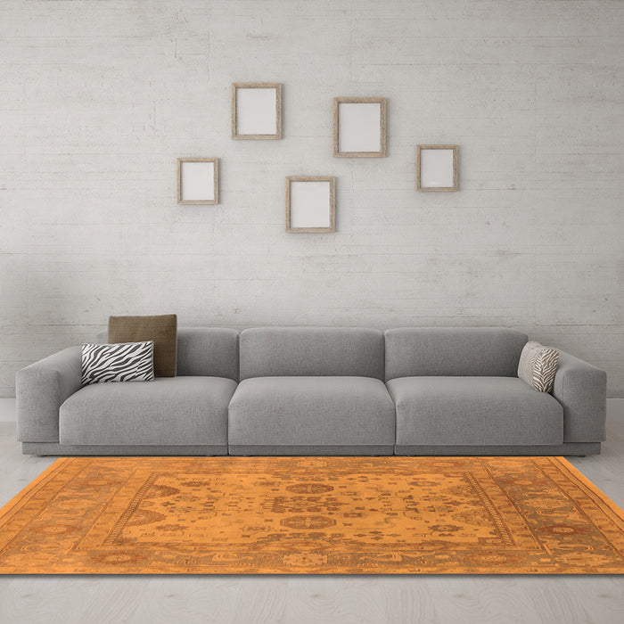 Machine Washable Oriental Orange Industrial Area Rugs in a Living Room, wshurb1612org
