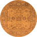 Round Machine Washable Oriental Orange Industrial Area Rugs, wshurb1612org