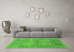 Machine Washable Oriental Green Industrial Area Rugs in a Living Room,, wshurb1612grn