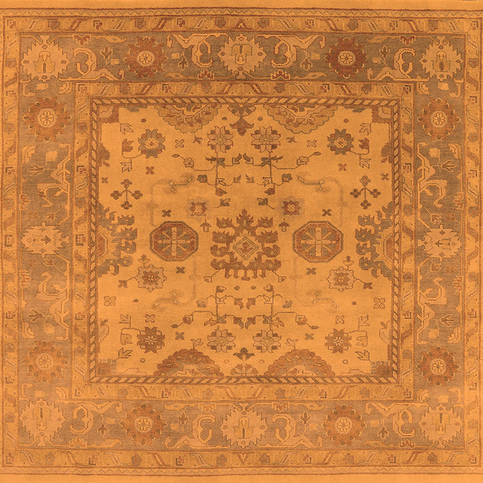 Square Machine Washable Oriental Orange Industrial Area Rugs, wshurb1612org
