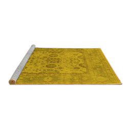 Sideview of Machine Washable Oriental Yellow Industrial Rug, wshurb1612yw