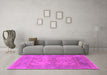 Machine Washable Oriental Pink Industrial Rug in a Living Room, wshurb1612pnk