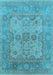 Machine Washable Oriental Light Blue Industrial Rug, wshurb1612lblu