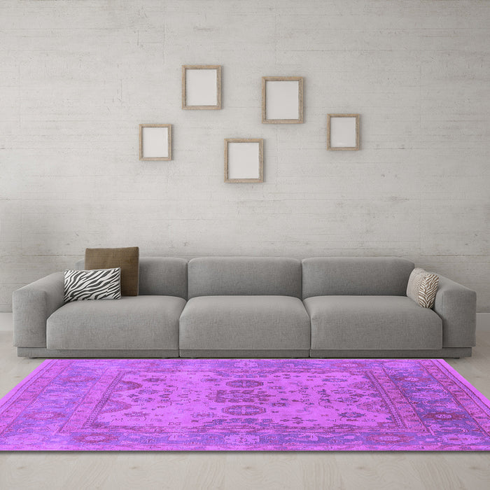 Machine Washable Oriental Purple Industrial Area Rugs in a Living Room, wshurb1612pur