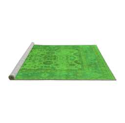 Sideview of Machine Washable Oriental Green Industrial Area Rugs, wshurb1612grn