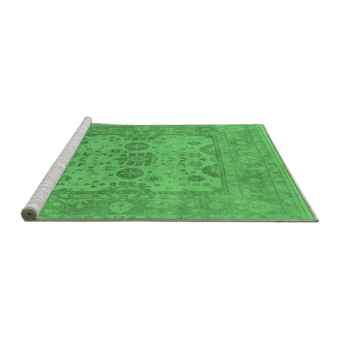 Sideview of Machine Washable Oriental Emerald Green Industrial Area Rugs, wshurb1612emgrn