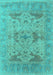 Machine Washable Oriental Turquoise Industrial Area Rugs, wshurb1613turq