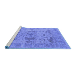 Sideview of Machine Washable Oriental Blue Industrial Rug, wshurb1613blu