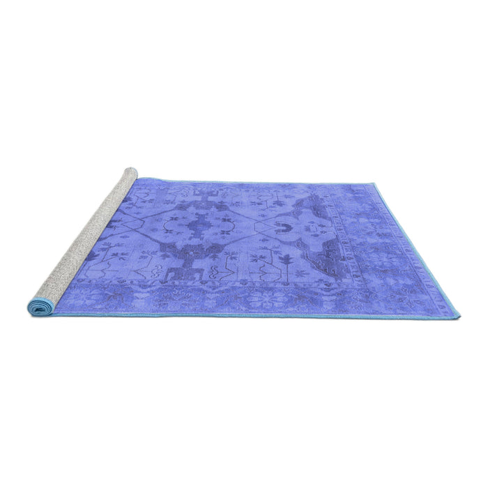 Sideview of Machine Washable Oriental Blue Industrial Rug, wshurb1613blu