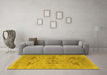 Machine Washable Oriental Yellow Industrial Rug in a Living Room, wshurb1613yw